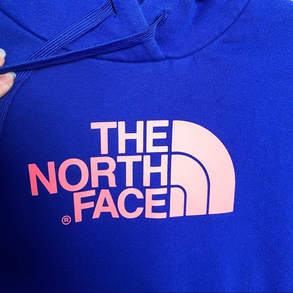 THE NORTH FACE | Cobalt Blue & Hot Pink Logo Pullover Drawstring Hoodie M - Picture 5 of 6